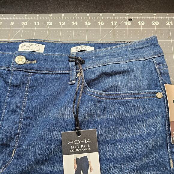 Sofia Vergara Mid Rise Skinny Ankle Jeans Womens Size 20 Dark Wash Denim Stretch - Picture 8 of 11